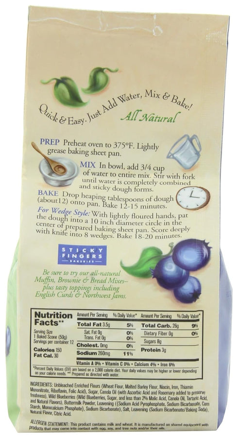 Sticky Fingers 15-Ounces (Pack 3) Wild Blueberry Scone Mix