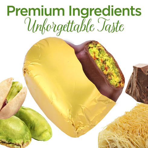 10 Pack Heart-Shaped Dubai Chocolate Pcs Pistachio for Mother`s Day or Every Occasion, Luxurious Pistachio Chocolate