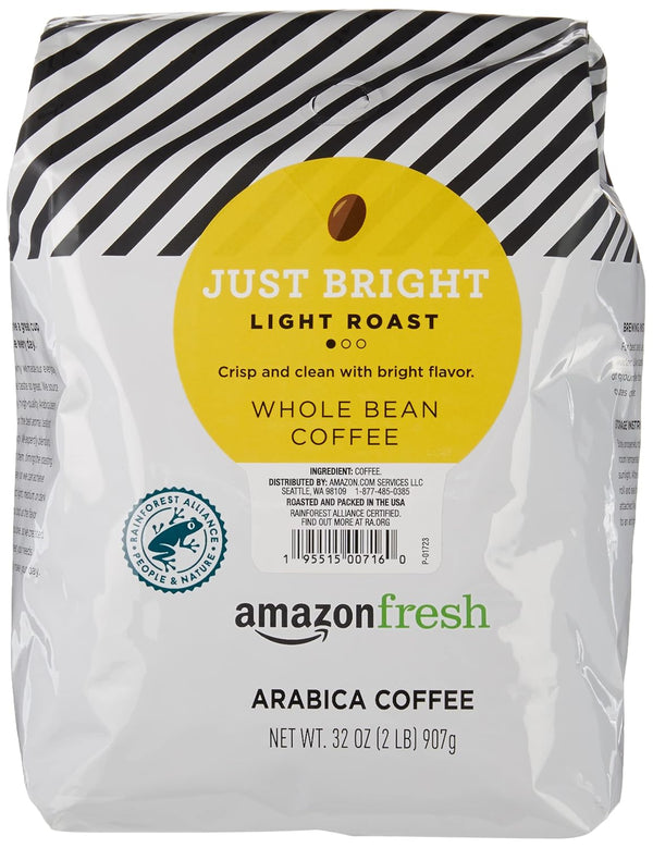 Amazon Fresh , Just Bright Whole Bean Coffee Light Roast, 32 Oz