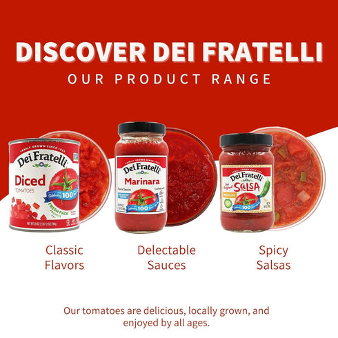 (14.5 oz. 6 pack) Dei Fratelli Petite Diced Tomatoes with Onion, Celery, and Peppers Cans, - Vine-Ripened Non GMO