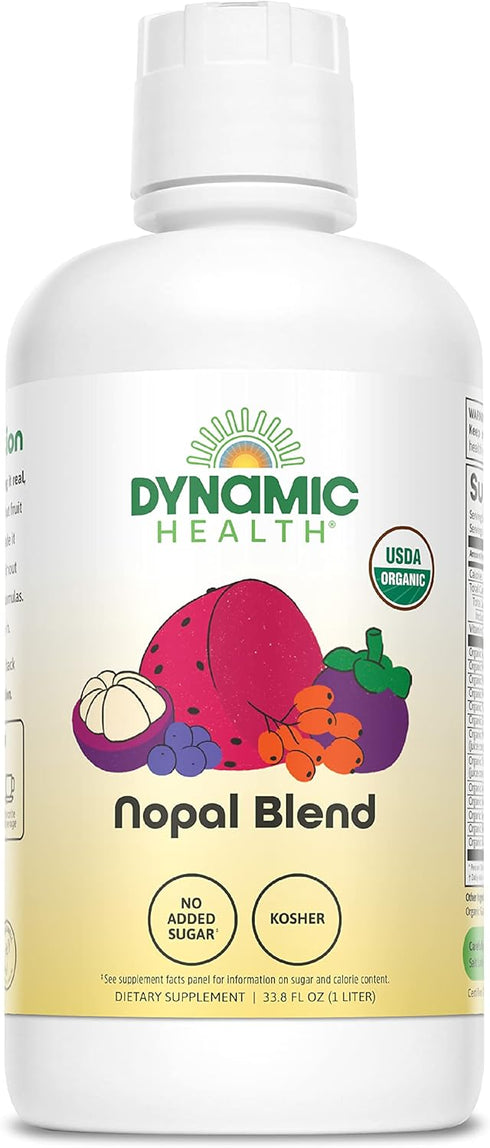Dynamic Health Nopal Blend Juice with Acai, Certified Organic, Mangosteen and Seabuckthorn,