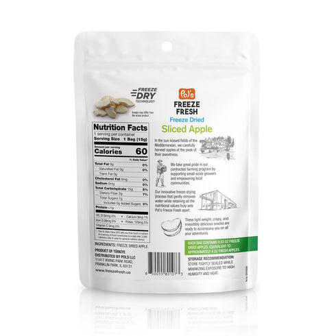 12 Pack (0.53 Oz Pols Freeze Fresh - Freeze-Dried Sliced Apples Each), No Sugar, Non-GMO, Kosher, Vegan, Gluten-Free