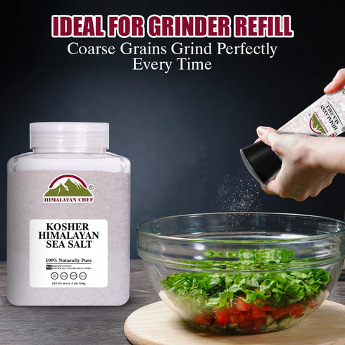 5 Himalayan Chef Kosher Sea Salt Full Flavor, No Additives, unrefined and Less Sodium - Natural and Organic - Pound