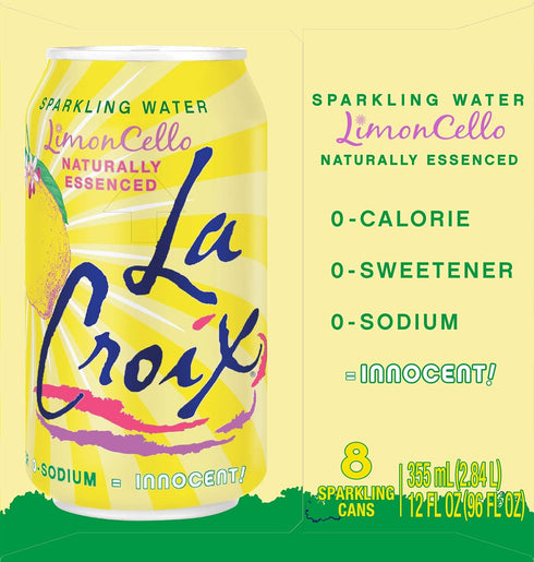 12 Oz (pack 8) La Croix Sparkling Water, LimonCello, Fl