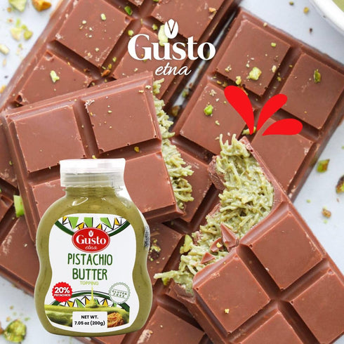 200 (7.05 oz), GUSTO ETNA Pistachio Cream/Butter, Squeeze Botttle g Sicilian Pistachio Cream, Ideal for coffee