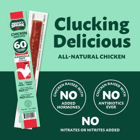 6g 12 Count Mighty Spark Chicken Snack Sticks - Nashville Hot - of Protein, No Antibiotics, No Hormones, Gluten Free