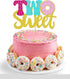 VIVIFORKY Donut Sweet Two Cake Topper Glitter Theme Sencond Happy Birthday Decorations for Girl Boy Baby Shower Party