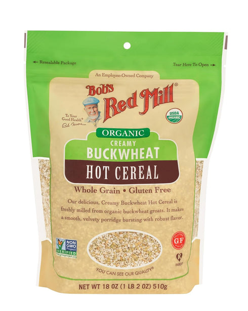 18oz (Pack 4) Bob's Red Mill Organic Gluten Free Creamy Buckwheat Hot Cereal, of - Non GMO, Whole Grain, Vegan, Kosher