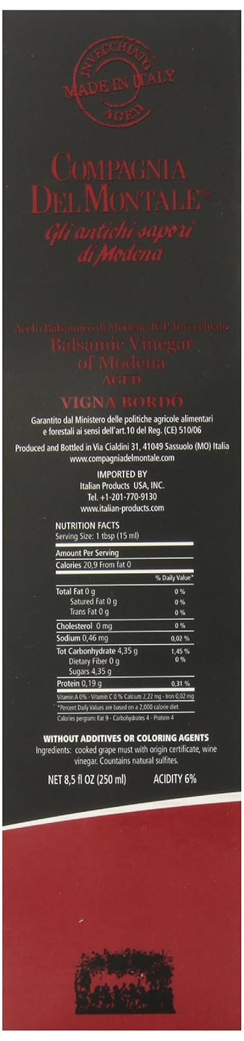 Compagnia Del Montale 8.5 Balsamic Vinegar of Modena IGP, Vigna Bordo, Ounce