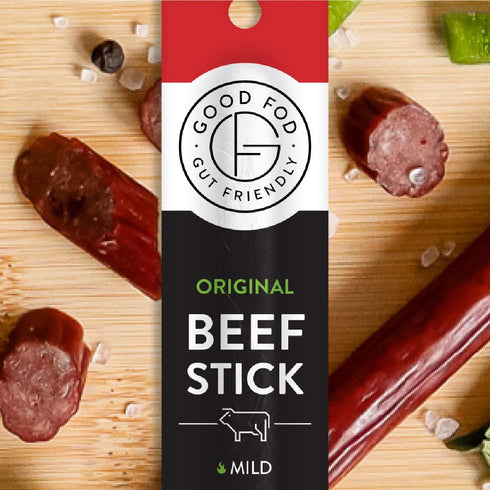 1 (12 Pack) Good Fod Foods Original Meat Sticks Low FODMAP Snacks for a Healthy Gut, Zero Sugar Jerky Sticks, Keto