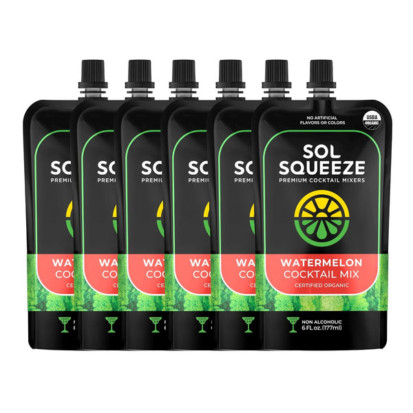 SOL SQUEEZE Watermelon Cocktail Mix - Organic, Vegan, and Portable 2-Serving Pouch