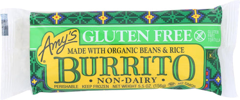 Amy's Frozen Meals, Beans & Rice Burrito, Vegan & Gluten Free, 5.5