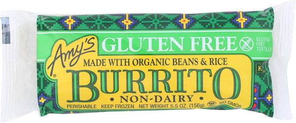 Amy's Frozen Meals, Beans & Rice Burrito, Vegan & Gluten Free, 5.5