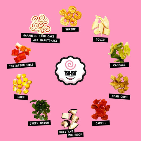 20 Ramen Bae Classic Seafood & Veggie Mix Dried Ramen Toppings - Low Fat, Low Sodium, Dehydrated Ramen Toppers, Add