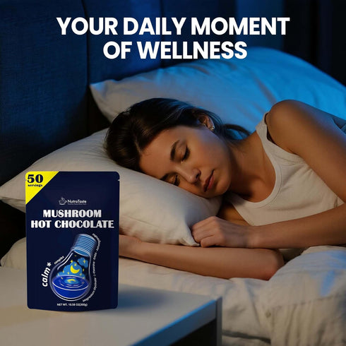 50 10 Mushroom Hot Chocolate for Calm, Servings Cocoa Powder | Mushrooms Supplements with Magnesium Glycinate