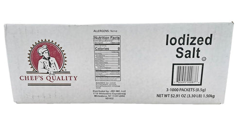 Chef's Quality Packets Packets (3000 Packets) Individual Salt - Portable Salt - OU-Kosher Salt