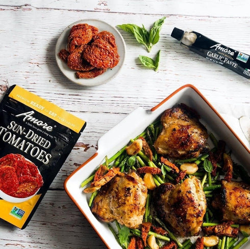 Amore (4.4oz) 2 Pack Vegan Ready to Eat, Non GMO Verified, Premium Herb Infused Sun-Dried Tomatoes