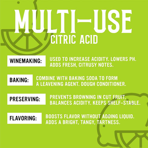 2 lb Craft A Brew - Citric Acid - Food Grade - For At Home Brewing, Winemaking, Baking & Flavoring - For Wines, Meads