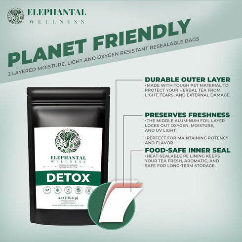 Elephantal Wellness 4oz, 40 Premium Detox Herbal Tea | Daily Liver, Kidney, Blood & Digestive Support with Turmeric