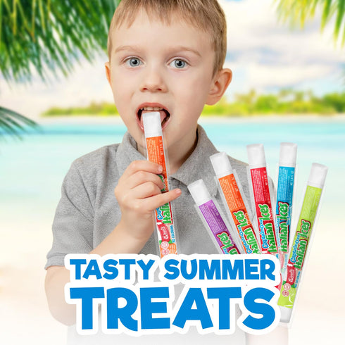10 Count 1.5oz, Clear Italian Ice Freeze Pops, Freeze Pops Bulk Each is Great Dye Free Popsicles for Sharing, Snacking