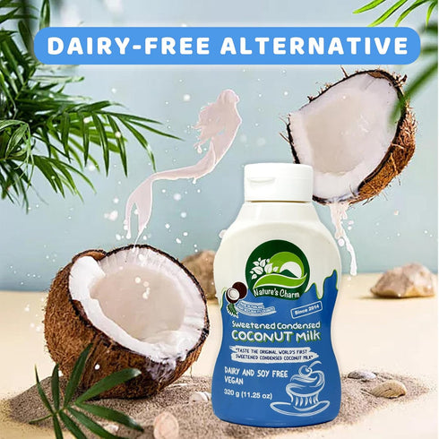 KC Commerce Calcum-11.25 (Pack 6) (6) Nature's Charm Sweetened Condensed Coconut Milk, NEW Squeeze Bottle , Dairy