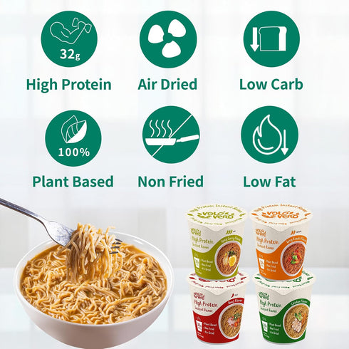 (32g) 16 Packs, VOLO VERO High Protein Ramen Noodles, Konjac Rice, Vegan, Plant-Based, Non-Fried, Low Carb, Low Fat