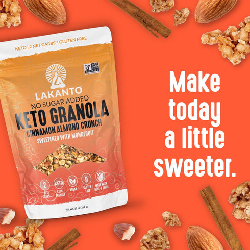 (11 Oz) Lakanto Cinnamon Almond Crunch Granola - Delicious Snack, Quick Breakfast Cereal, Keto Friendly, Monk Fruit