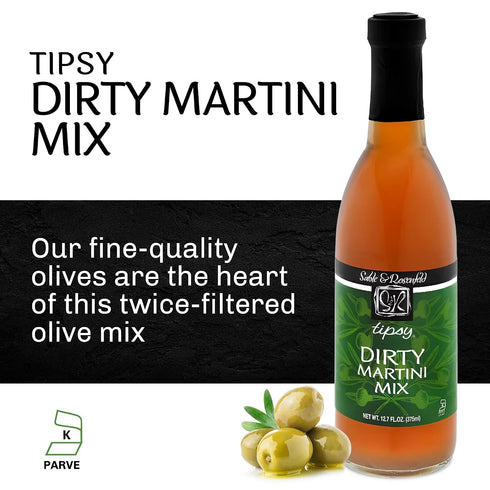 12.7 oz (Pack 1) Tipsy Dirty Martini Mix - Smooth and Savory Original Martini Olive Juice, Cocktail Mixer for Gin