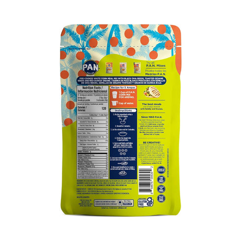 (16 oz Pack 1) P.A.N. Multi Grains & Seeds Mix White Corn Meal - Harina Pan Venezolana Pre-cooked Gluten Free Flour