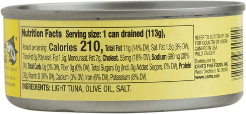 Cento Packed 5 Solid Tuna in Olive Oil, Ounce