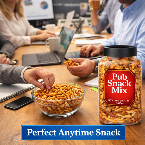 Generic 44 Oz Pub Snack Mix Crunch Assortment Party Size Savory Snack - Honey Mustard Cheddar Cheese Pretzel Sesame