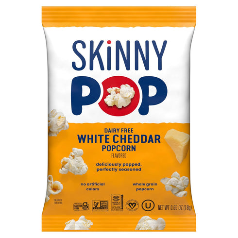 0.65oz (6ct) SkinnyPop Popcorn, Dairy Free White Cheddar, Snack Size Bags