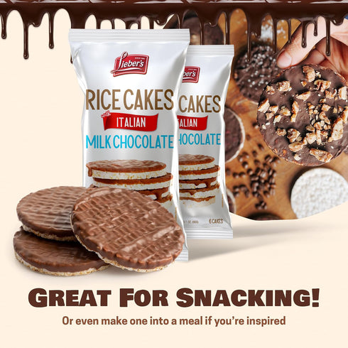 (pack 3) LIEBERS Kosher Certified Dairy Italian Milk Chocolate Rice Cakes, Gluten Free Snack Italian Milk Chocolate