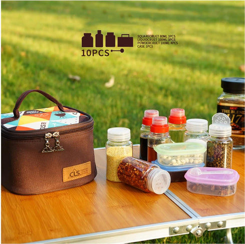 Travel Spice Containers Kit, 3 Pcs 2.7 oz Liquid Spice Bottles, 3 Pcs 3.3 oz Sauce Bottle, Durable Storage Bag for