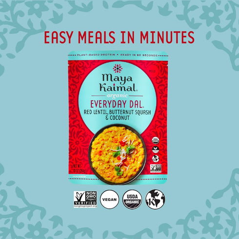 10oz (PACK 3) Maya Kaimal Organic Indian Foods | Red Lentil Everyday Dal | of | Microwaveable, Ready to Eat, Fully