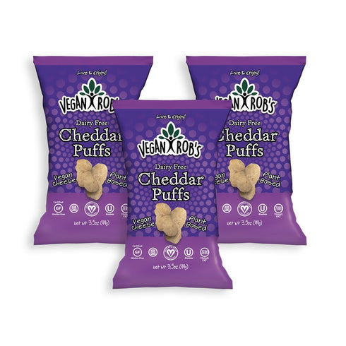Vegan Rob's Plant Based Dairy Free Cheddar Puffs Certified Gluten Free Kosher(OU)