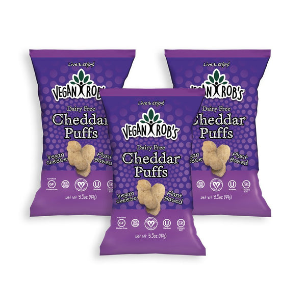 Vegan Rob's Plant Based Dairy Free Cheddar Puffs Certified Gluten Free Kosher(OU)