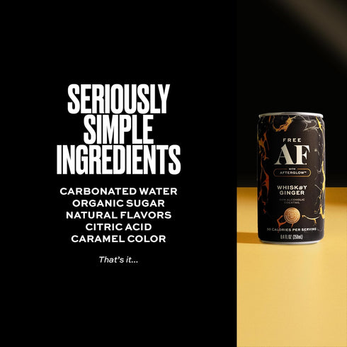 8.4 oz (12-Pack) AF Drinks Non-Alcoholic Whiskey Ginger | Alcohol Alternative Sparkling Cocktails with AFTERGLOW