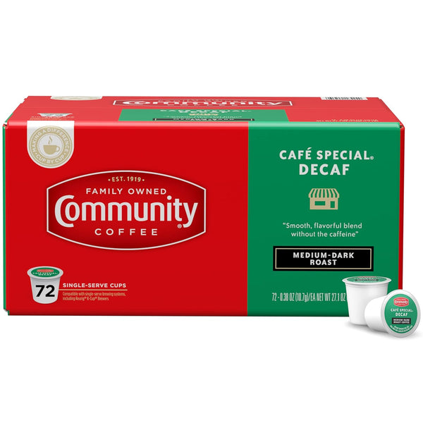 Community Coffee Caf Special Decaf 72 Count Coffee Pods, Medium Dark Roast