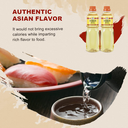 52USA Mirin Cooking Wine 16.9 FL OZ X2, Red Rice Cooking Wine & Seasoning for Sauces, Marinades