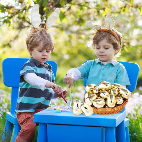 40pcs 3.1"Large Supernal Golden Easter Egg Golden Metallic Easter Eggs Great For Easter Theme Party Favor Easter Eggs