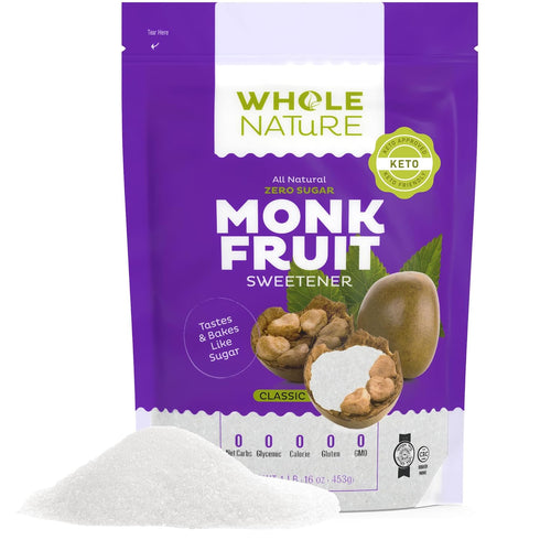 100% 2lb Whole Nature Monk Fruit Sweetener With Erythritol Granulated - Pure Monkfruit Sweetener With Erythritol