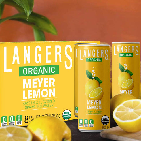 12 Oz (Pack 8) Langers Organic Flavored Sparkling Water, Meyer Lemon, Fl