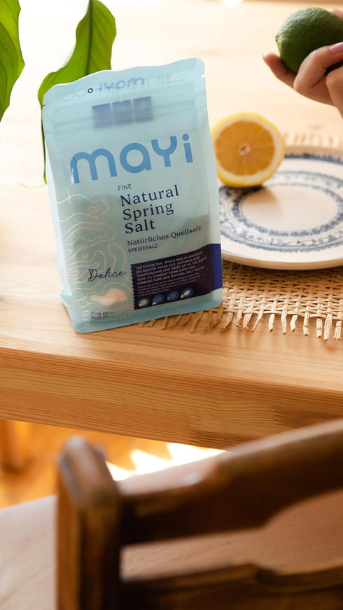 1.2 lb MAY Natural Spring Fine Ground Salt - Hand-Harvested, Kosher, Microplastic-Free, Mineral-Rich for Electrolyte
