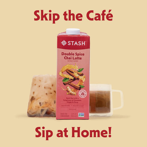 32 oz, 5 (Pack 6) STASH Double Spice Chai Latte - Dairy Free Plant Based Tea Concentrate - Caffeinated - fl Servings