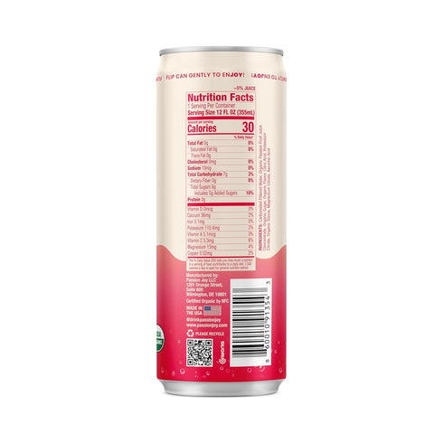 Passion Joy 12 oz (Pack 12) Organic Soda Passion Fruit & Guava, Slim Cans