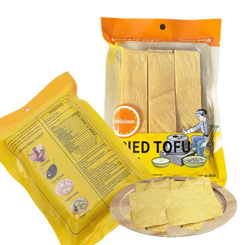 2 Packs (4.87oz Dried Tofu Skin Sheets - Chinese Bean Curd Youdoupi, Each), Vegan Protein for Hot Pot & Stir-Fry