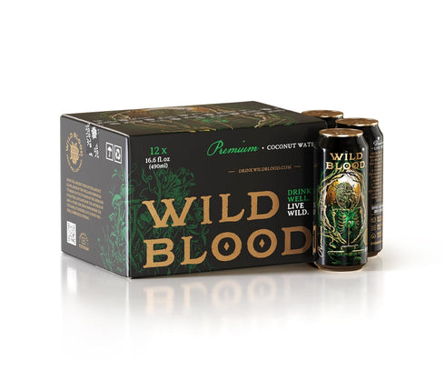 16.6 oz (Pack 12) Wild Blood: Premium Coconut Water - Natural Electrolyte and Energy Drink | fl