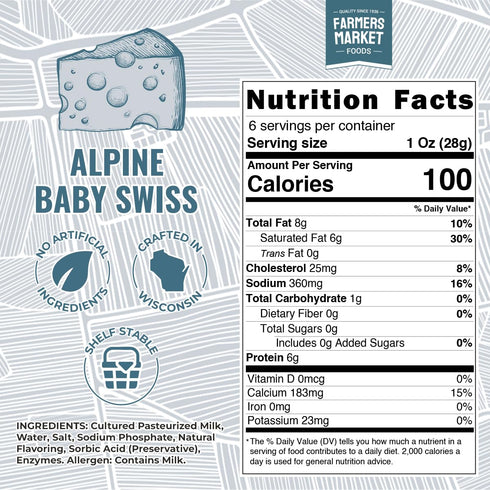 Sets, 3-Pack, Farmers Market, Gluten Free, Keto, Paleo, Low Sodium, Zero Sugar, Wisconsin Cheese Gift Alpine Baby Swiss
