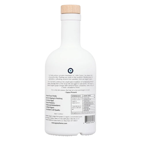 Gypsy Farms (350ml) Organic Balsamic Vinegar from Little | First Cold-Pressed and Oak Barrel Aged | Notes of Fig